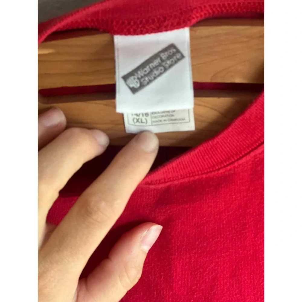 Vintage Warner Bros Scooby-Doo Red Long Sleeve Pocket T-Shirt Kids Size XL 14/16